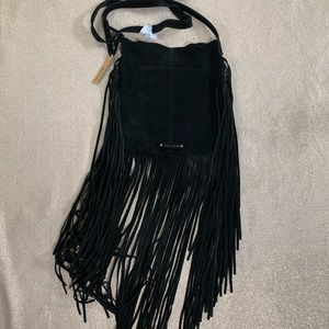 Lines Pelle black dude fringe bag
